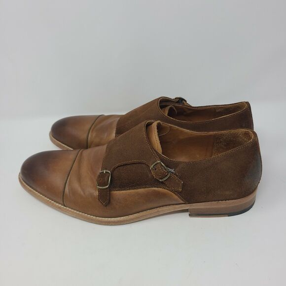 Men’s Millburn Double Monk Strap Dress Shoes 11 M Brown Suede and Leather Italy main image 8
